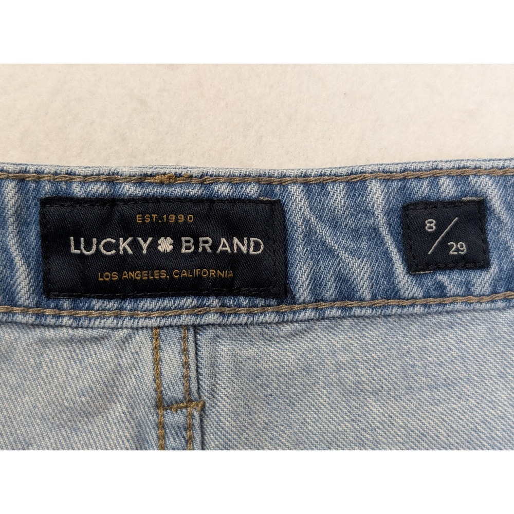 Lucky Brand Womens The Boyfriend Short 8 / 29 Distressed Denim Jeans Light Blue - Picture 3 of 10